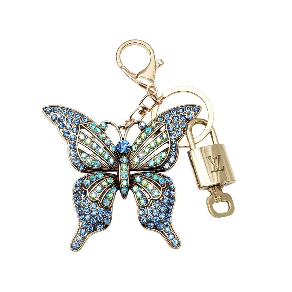 Authentic Louis Vuitton Lock & Key with unbranded Butterfly Bagcharm, Keycharm